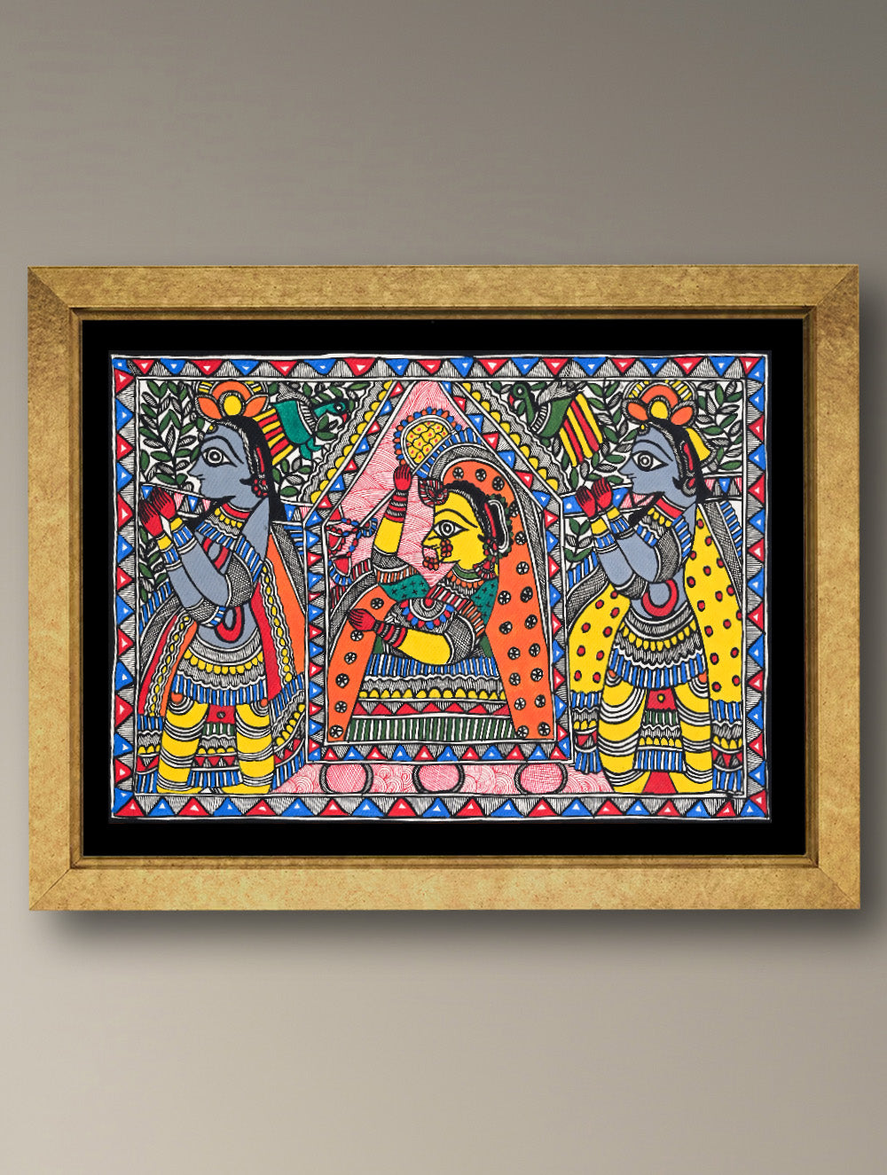 Handpainted Madhubani Painting - Doli Kahar Story (Unframed - L 22 x W 15 inches) 