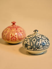 Exclusive, Fine Kashmiri Art Decorative Dome Boxes - Floral Paisley (Set of 2)