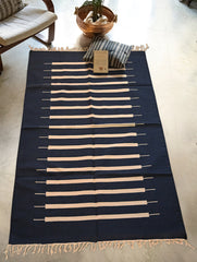 Handwoven Premium Cotton Warangal Dhurrie - Kakatiya Neel (L 5 ft x W 3 ft)