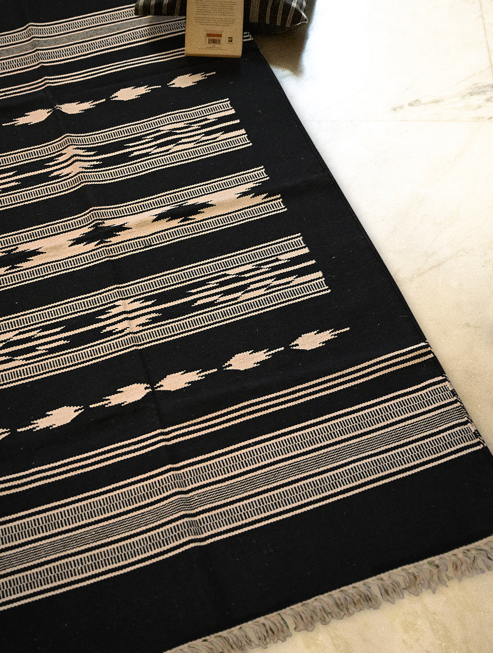 Handwoven Premium Cotton Warangal Dhurrie - Ramappa Jaali (L 5 ft x W 3 ft)