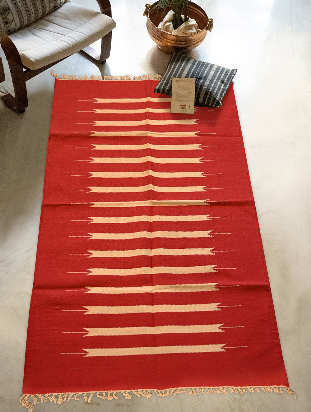 Handwoven Premium Cotton Warangal Dhurrie - Pakhal Leher (L 5 ft x W 3 ft)