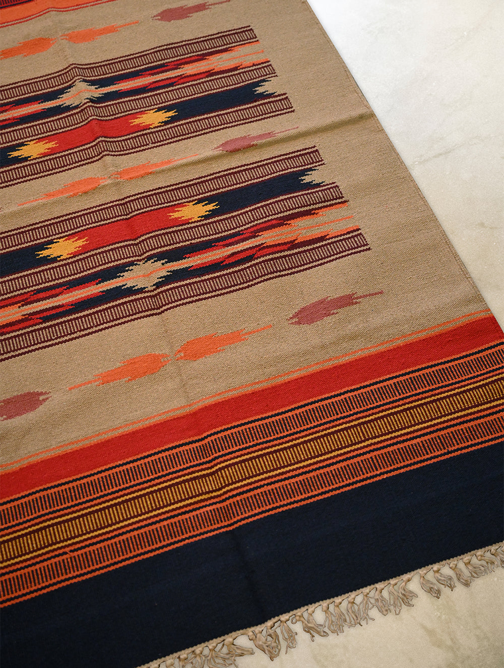 Handwoven Premium Cotton Warangal Dhurrie - Bhadrakali (L 5 ft x W 3 ft)