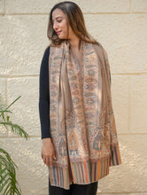 Load image into Gallery viewer, Regal Statement. Exclusive Soft Jamavar Design Kashmiri Shawl - Elegant Beige