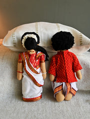 Artisan Handcrafted Indian Couple Fabric Dolls - Binoy and Munmun (Set of 2)
