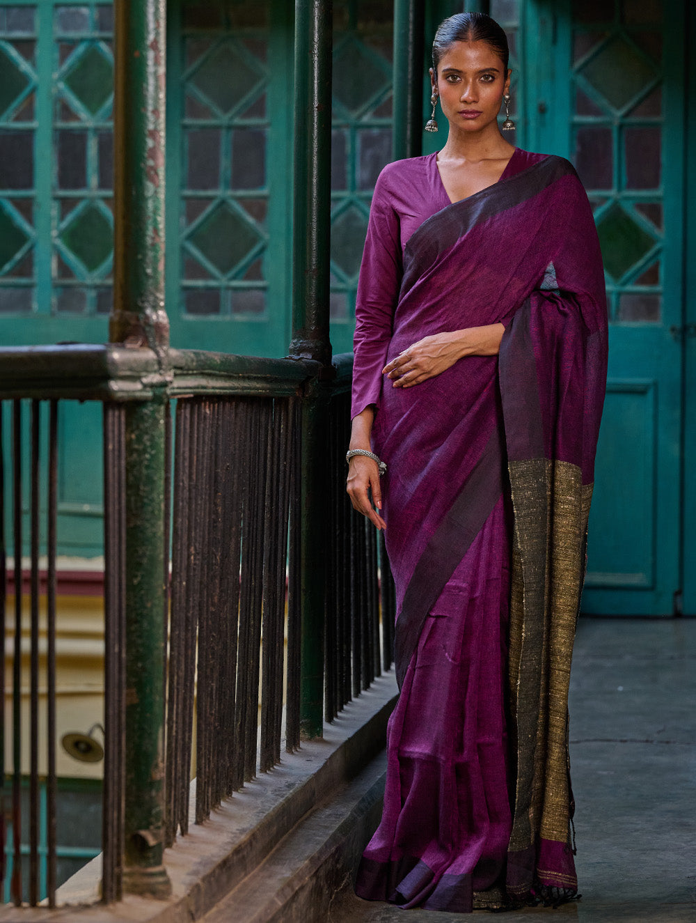 Bengal Vibes. Elegant Handwoven Linen Saree - Mulberry Patch