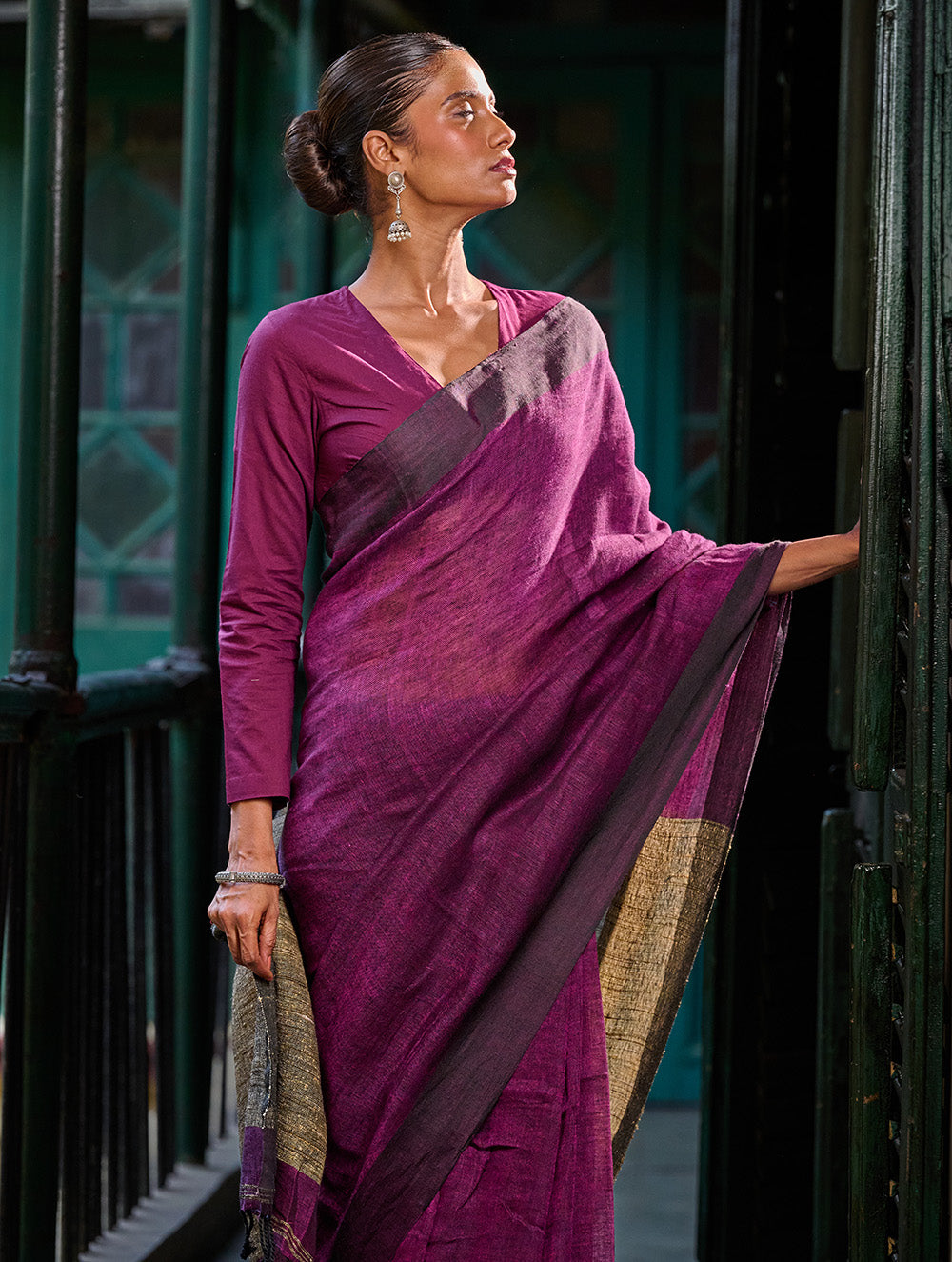 Bengal Vibes. Elegant Handwoven Linen Saree - Mulberry Patch