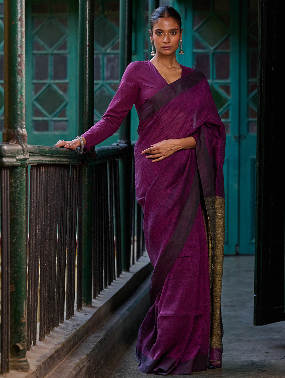 Bengal Vibes. Elegant Handwoven Linen Saree - Mulberry Patch