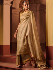 Bengal Elegance. Handwoven Silk Cotton Saree - Desert Taupe