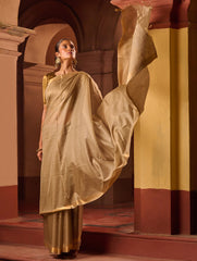 Bengal Elegance. Handwoven Silk Cotton Saree - Desert Taupe