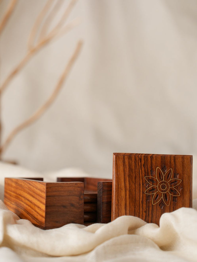 Tarakashi Wooden Inlay Coaster Box