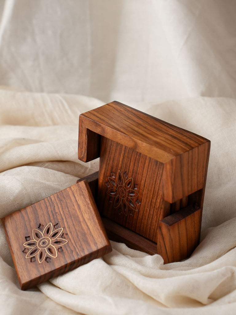 Tarakashi Wooden Inlay Coaster Box