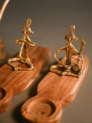 Dhokra Craft Tea Light Holders- Folk Musicians (Set of 2)