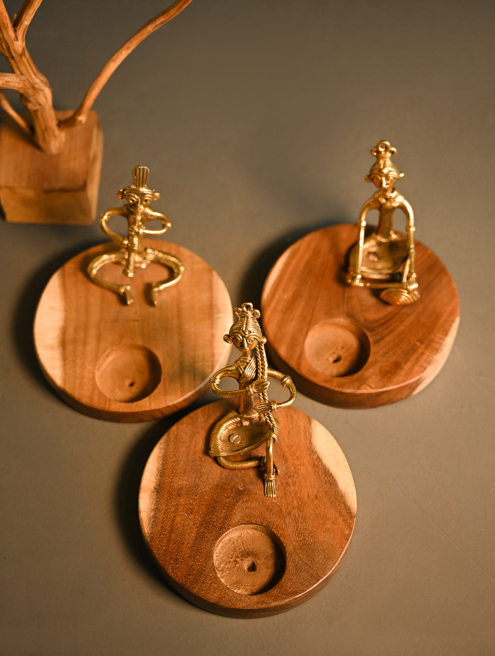Dhokra Craft Tea Light Holders- Nukkad Natak (Set of 3)