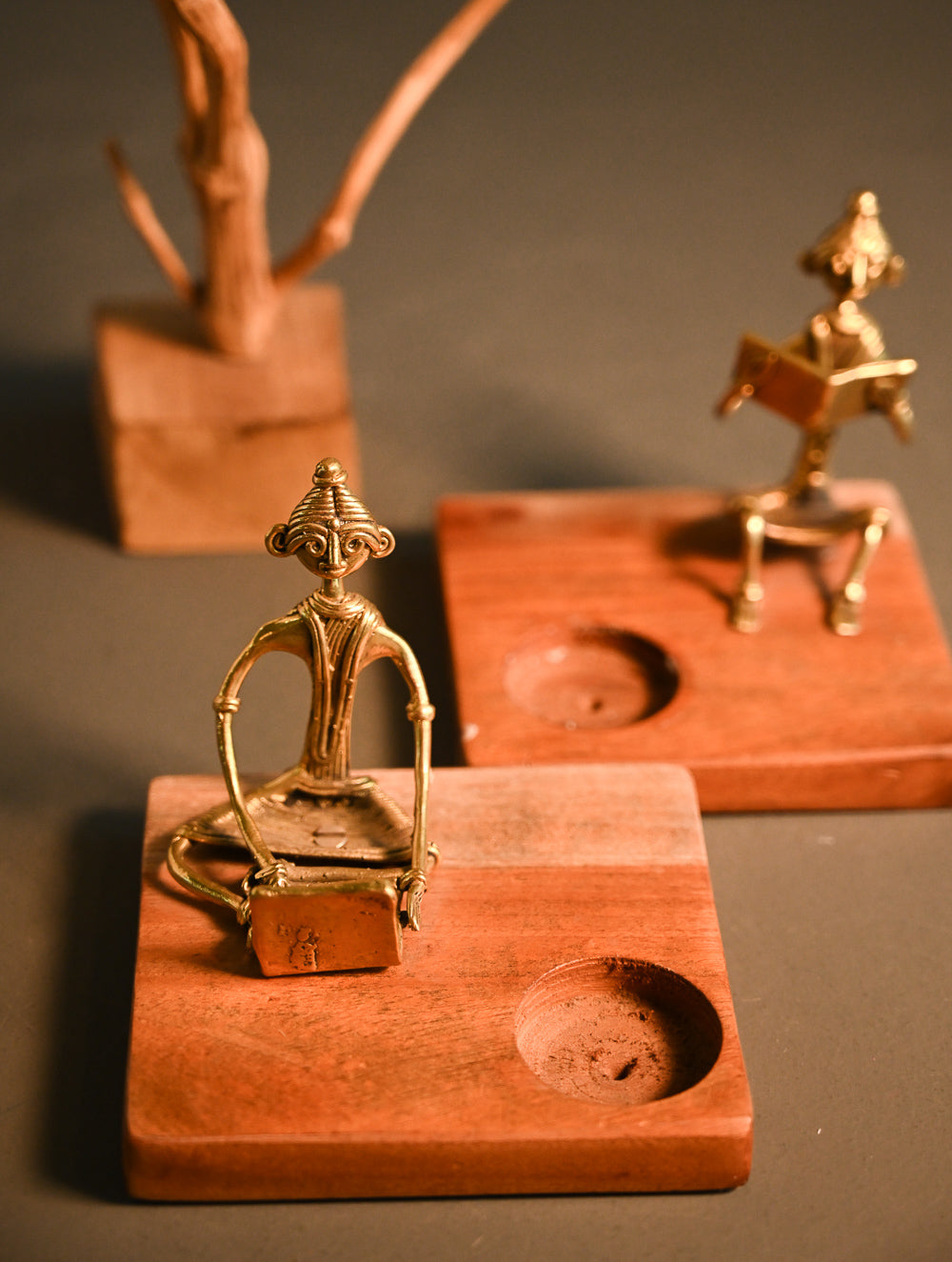 Dhokra Craft Tea Light Holders- The Scholar (Set of 2)