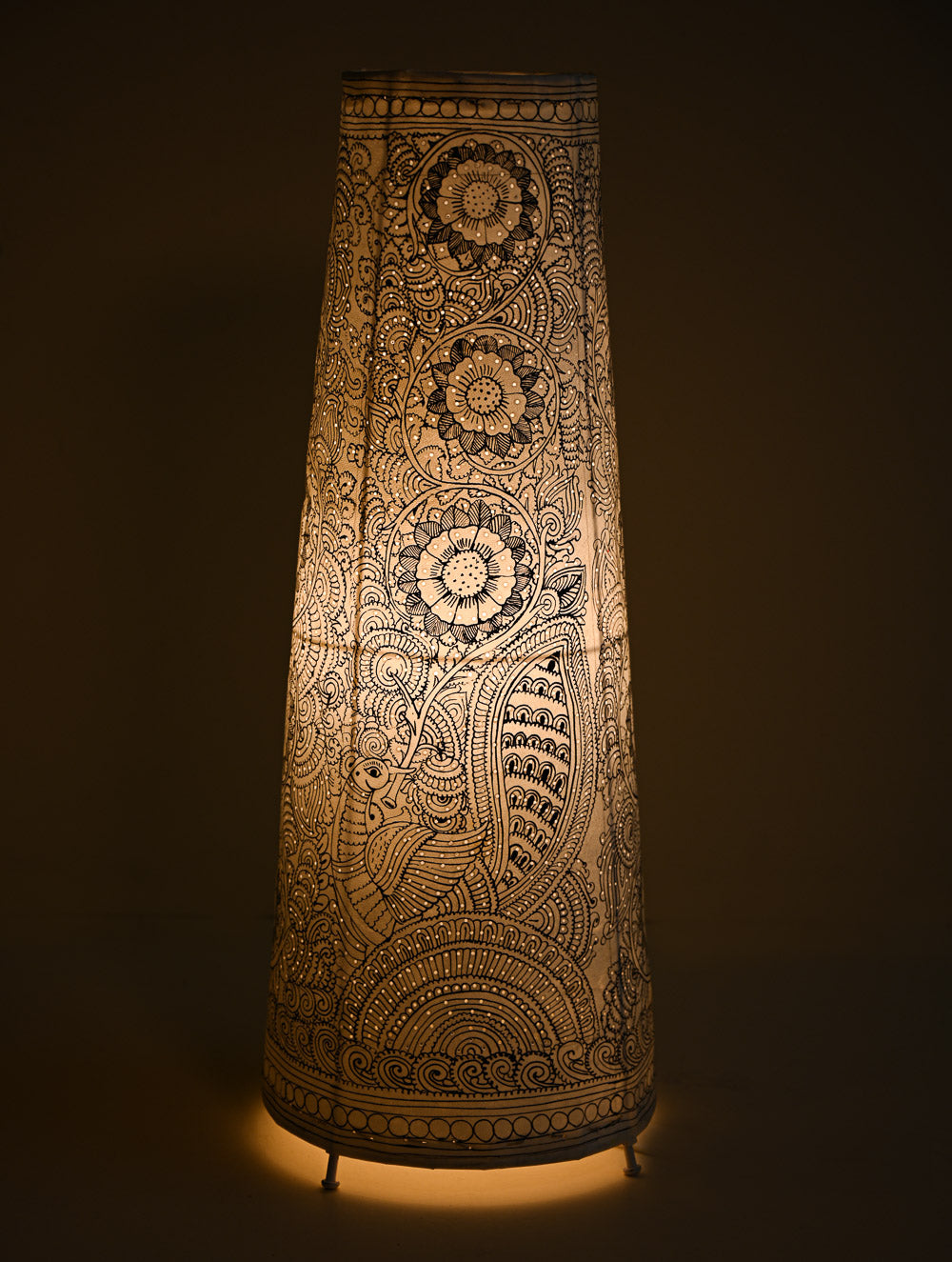 Andhra Leather Craft Lamp Shade - Monochrome Mandala. Height - 25 inches