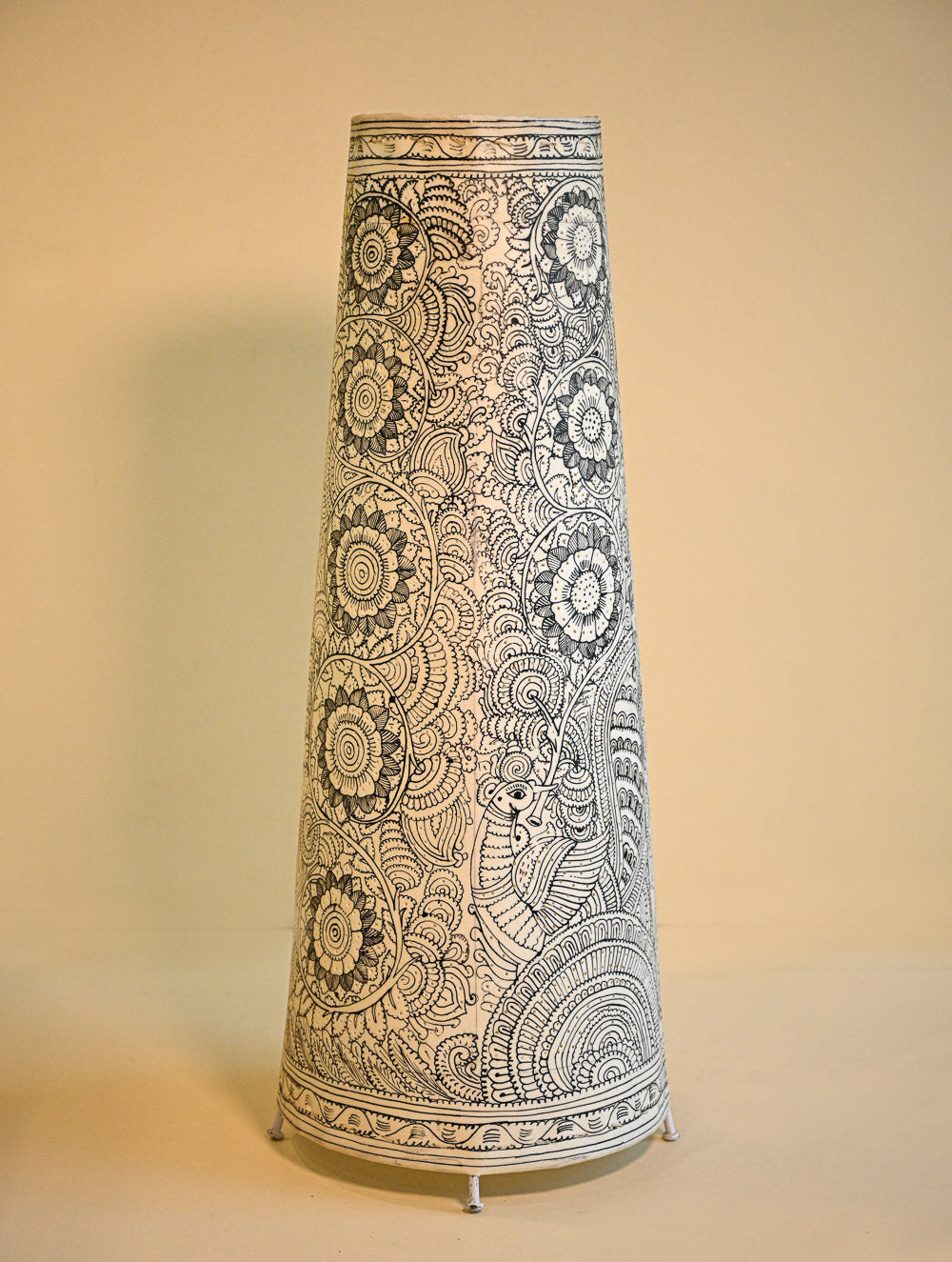 Andhra Leather Craft Lamp Shade - Mayur Gardens. Height - 25 inches