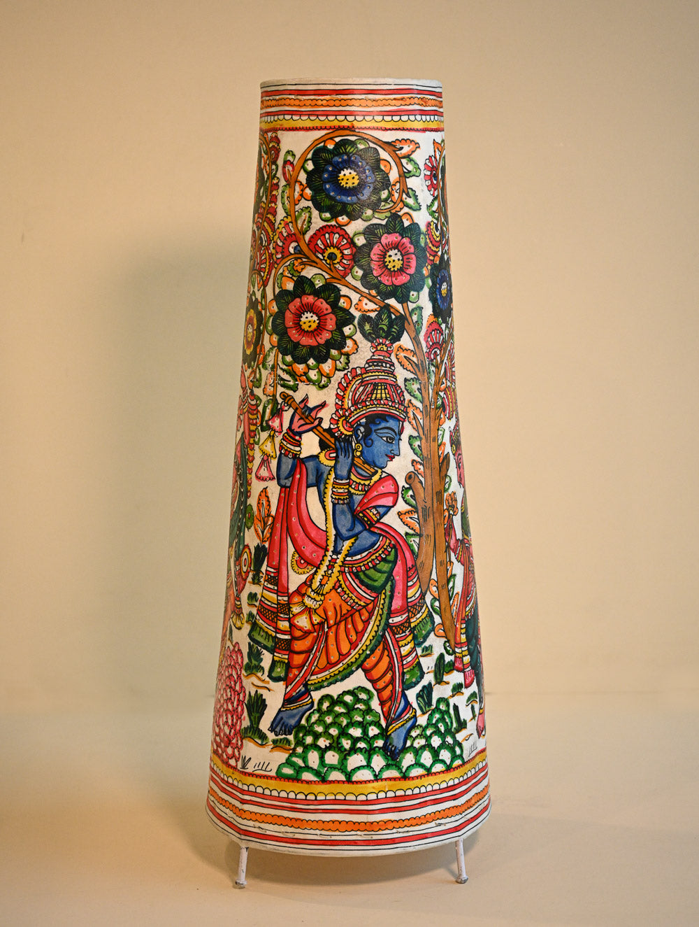 Andhra Leather Craft Lamp Shade - Vriksha Leela. Height - 25 inches