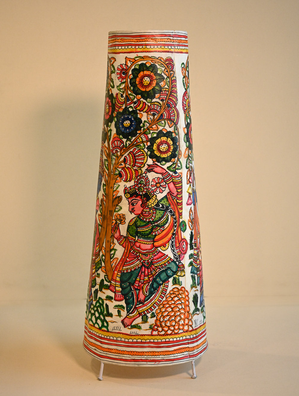 Andhra Leather Craft Lamp Shade - Vriksha Leela. Height - 25 inches