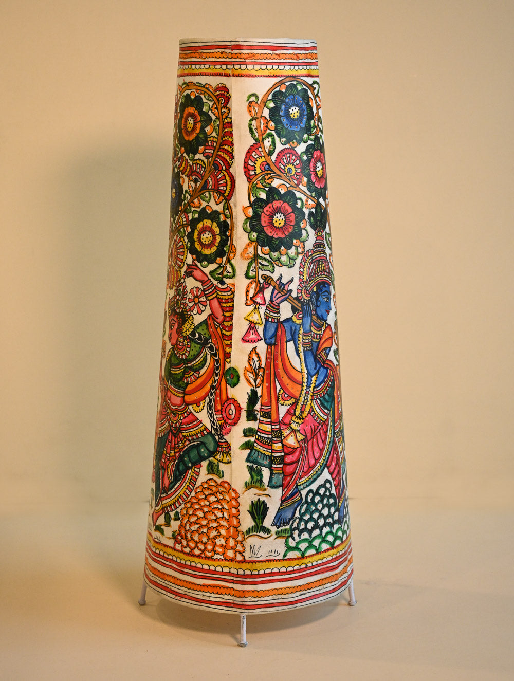 Andhra Leather Craft Lamp Shade - Vriksha Leela. Height - 25 inches