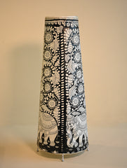Andhra Leather Craft Lamp Shade - Gaja Vana Kath?. Height - 25 inches