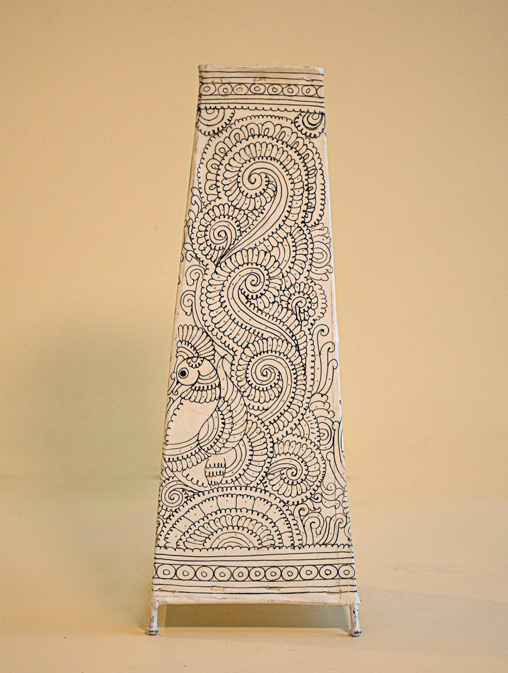 Andhra Leather Craft Lamp Shade - Paisley Peacock. Height - 17 inches