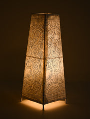 Andhra Leather Craft Lamp Shade - Paisley Peacock. Height - 17 inches