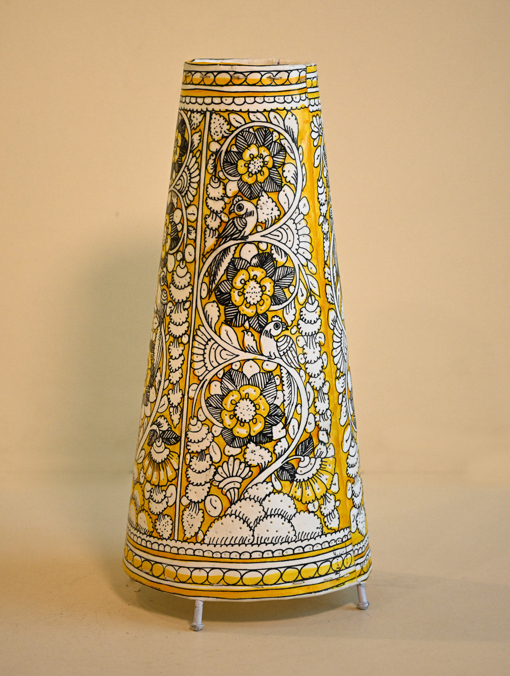 Andhra Leather Craft Lamp Shade - Sunlit Blooms. Height - 17 inches