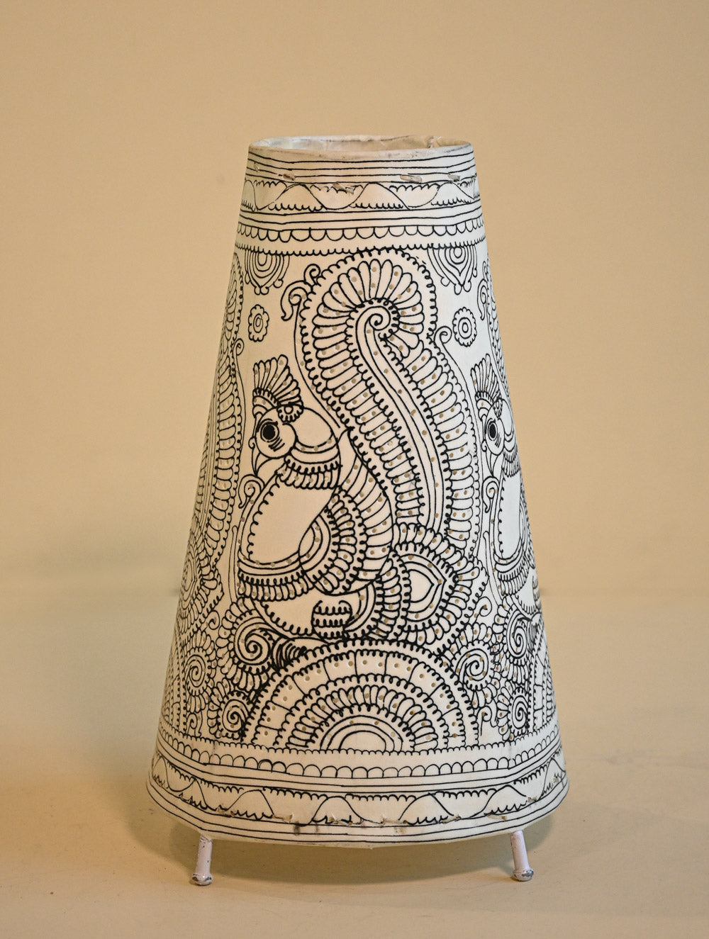 Andhra Leather Craft Lamp Shade - Hamsa Leela. Height - 13 inches