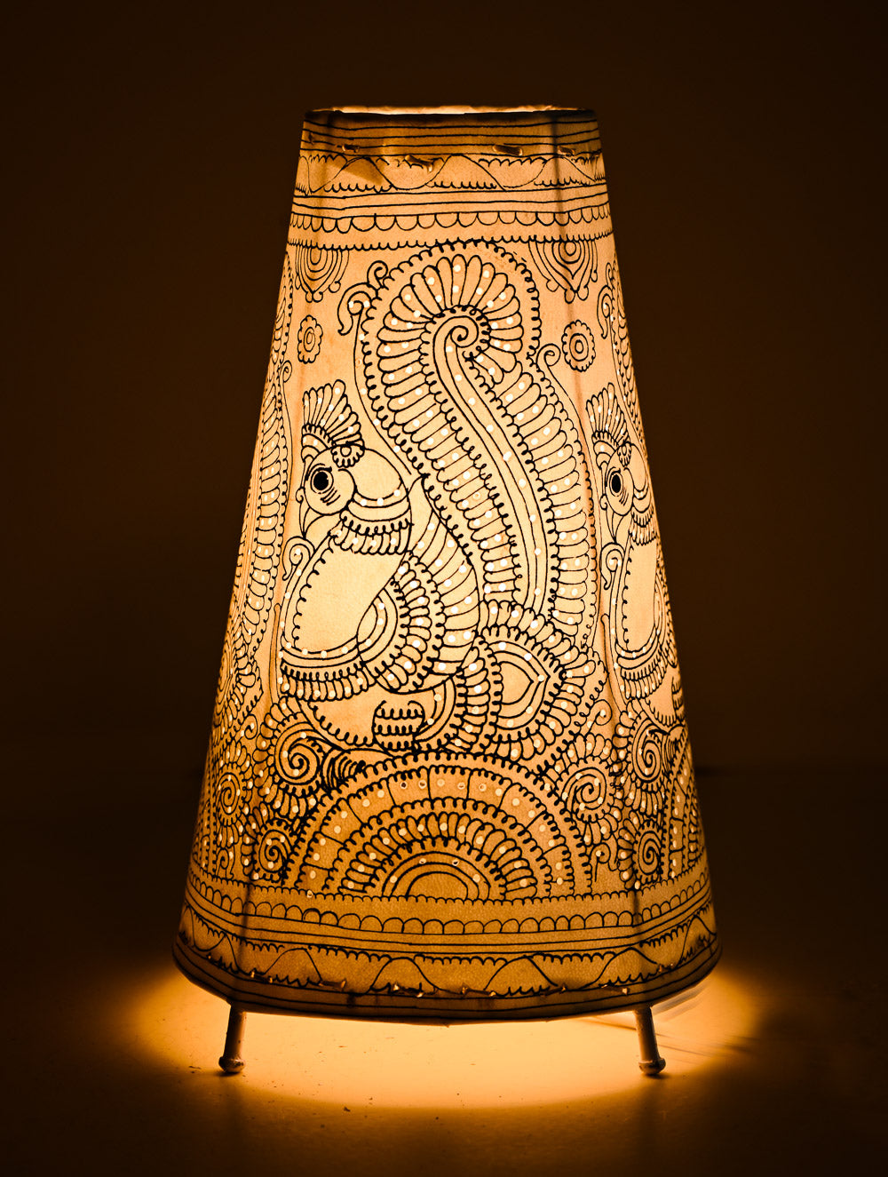 Andhra Leather Craft Lamp Shade - Hamsa Leela. Height - 13 inches