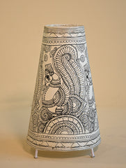 Andhra Leather Craft Lamp Shade - Hamsa Leela. Height - 13 inches