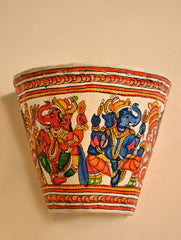 Andhra Leather Craft Wall Lamp Shade - Vinayaka Vilasam (Set of Two). Height - 8.5 inches Each