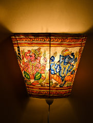 Andhra Leather Craft Wall Lamp Shade - Vinayaka Vilasam (Set of Two). Height - 8.5 inches Each