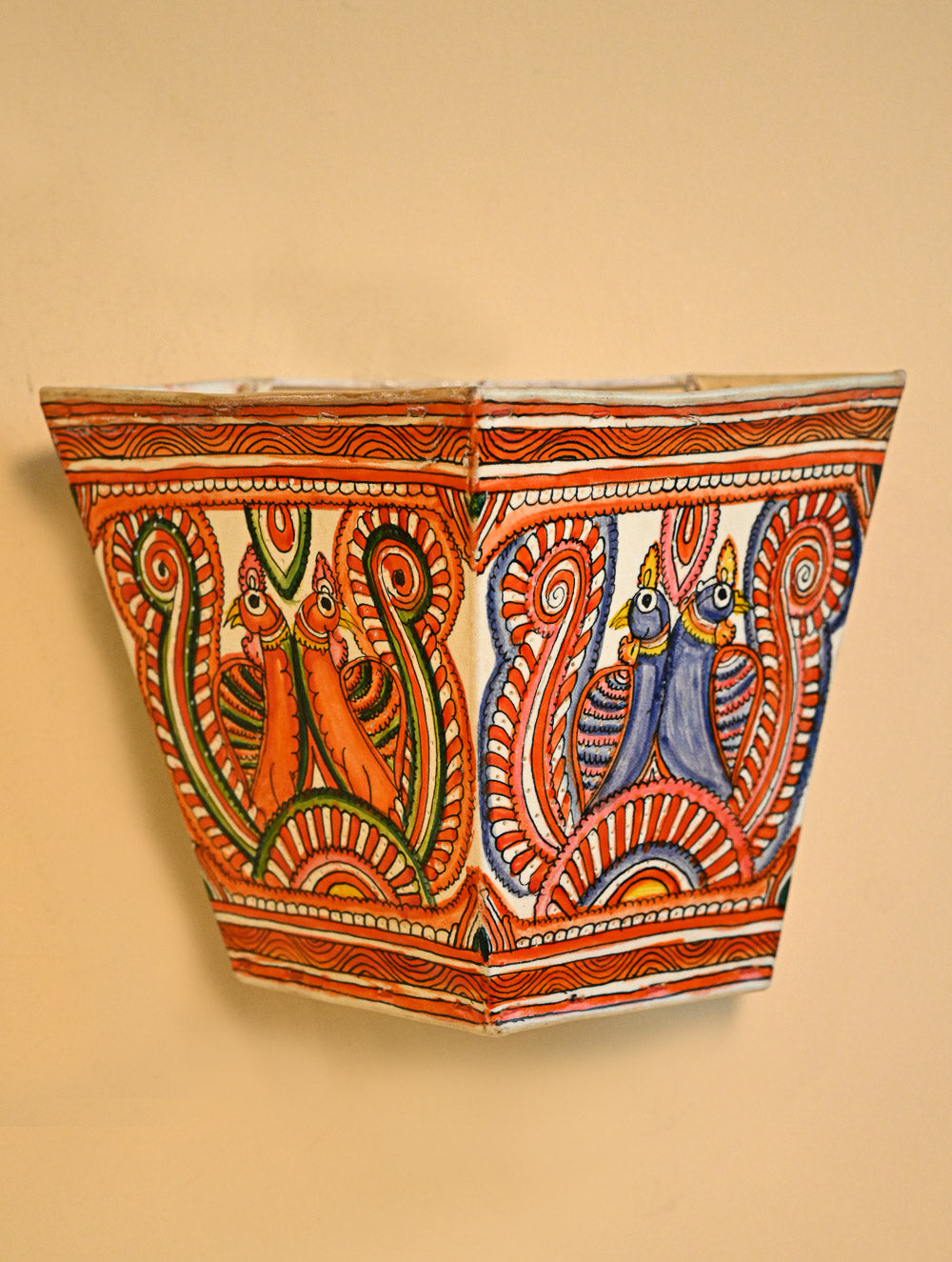 Andhra Leather Craft Wall Lamp Shade - Anil Dwandva Anil Dwandva. Height - 8 inches