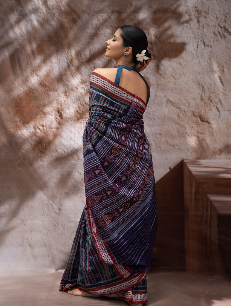 Sambalpuri Handwoven Ikat Soft Cotton Saree - Bandha Tara