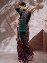 Load image into Gallery viewer, Sambalpuri Handwoven Ikat Soft Cotton Saree - Forest Flame