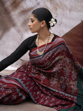 Load image into Gallery viewer, Sambalpuri Handwoven Ikat Soft Cotton Saree - Forest Flame