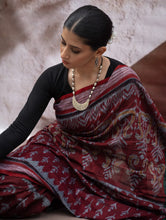 Load image into Gallery viewer, Sambalpuri Handwoven Ikat Soft Cotton Saree - Forest Flame