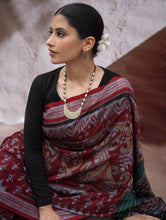 Load image into Gallery viewer, Sambalpuri Handwoven Ikat Soft Cotton Saree - Forest Flame