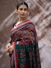 Load image into Gallery viewer, Sambalpuri Handwoven Ikat Soft Cotton Saree - Forest Flame