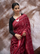 Load image into Gallery viewer, Sambalpuri Handwoven Ikat Soft Cotton Saree - Kalinga Red