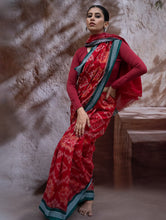 Load image into Gallery viewer, Sambalpuri Handwoven Ikat Soft Cotton Saree - Lal Chakra