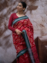 Load image into Gallery viewer, Sambalpuri Handwoven Ikat Soft Cotton Saree - Lal Chakra