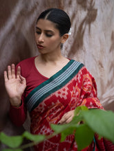 Load image into Gallery viewer, Sambalpuri Handwoven Ikat Soft Cotton Saree - Lal Chakra