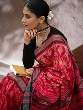 Load image into Gallery viewer, Sambalpuri Handwoven Ikat Soft Cotton Saree - Lal Paata