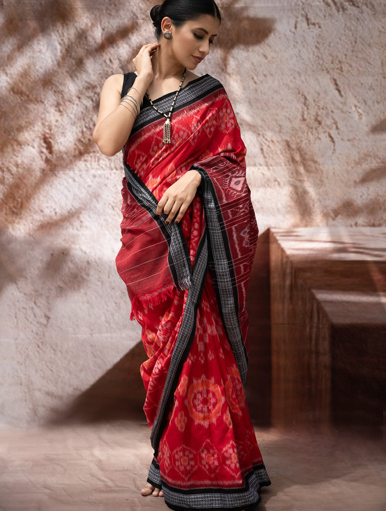 Sambalpuri Handwoven Ikat Soft Cotton Saree - Lalima