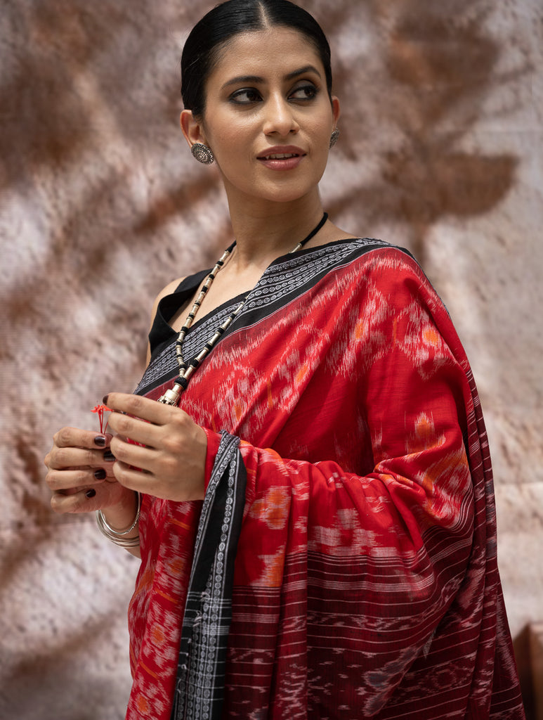 Sambalpuri Handwoven Ikat Soft Cotton Saree - Lalima