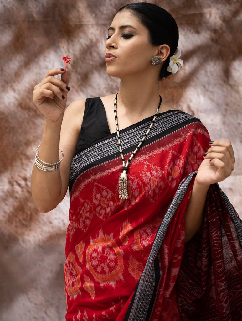 Sambalpuri Handwoven Ikat Soft Cotton Saree - Lalima