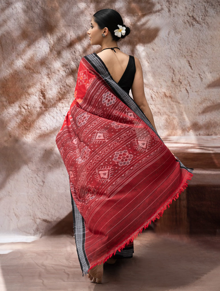 Sambalpuri Handwoven Ikat Soft Cotton Saree - Lalima