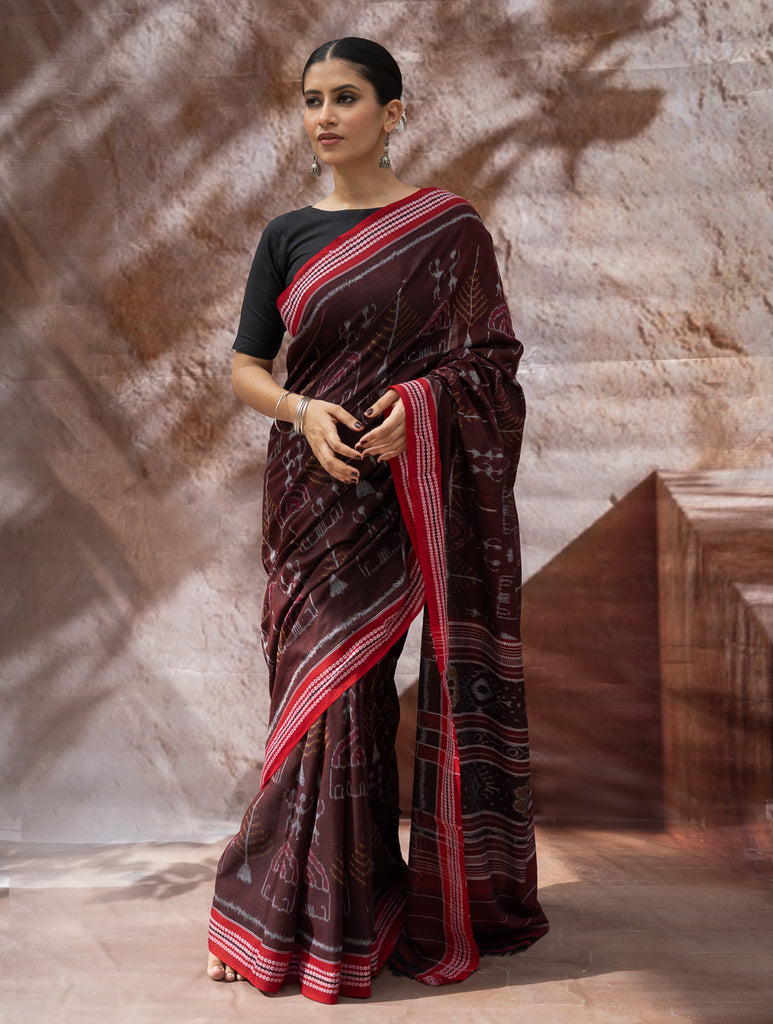 Sambalpuri Handwoven Ikat Soft Cotton Saree - Manjari