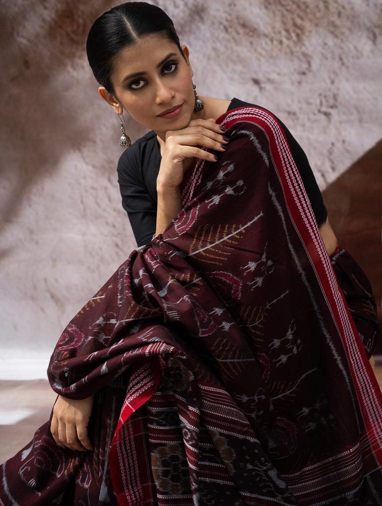 Sambalpuri Handwoven Ikat Soft Cotton Saree - Manjari